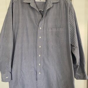 Frank & Eileen Shirley Oversized Blue Striped Button Down Shirt